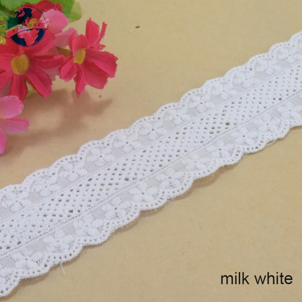 100% Cotton Embroidery Lace Sewing Ribbon Fabric Warp Knitting DIY Garment Wedding Accessories Guipure Trim 4cm Width #4241