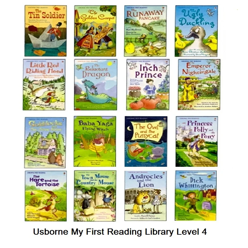 

16 Books Usborne My First Reading Library Level 4 English Book Child Kids Word Sentence Education Fairy Tale Story Book Age 6-12