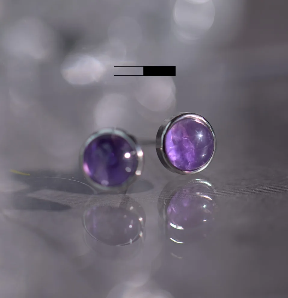 ITSMOS Natürliche Amethyst Lila Ohrringe 925er Silber Edlen Schmuck Runder einfacher Charme Coole Mystery Ohrstecker für Frauen Mädchen Geschenk – Detail 14