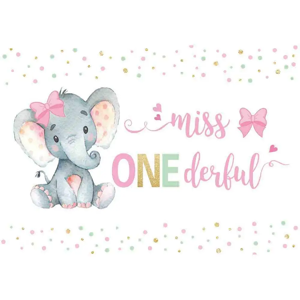 Allenjoy Photo background Pink princess Elephant wonderful 1st birthday party backdrop photophone photozone photobooth decor