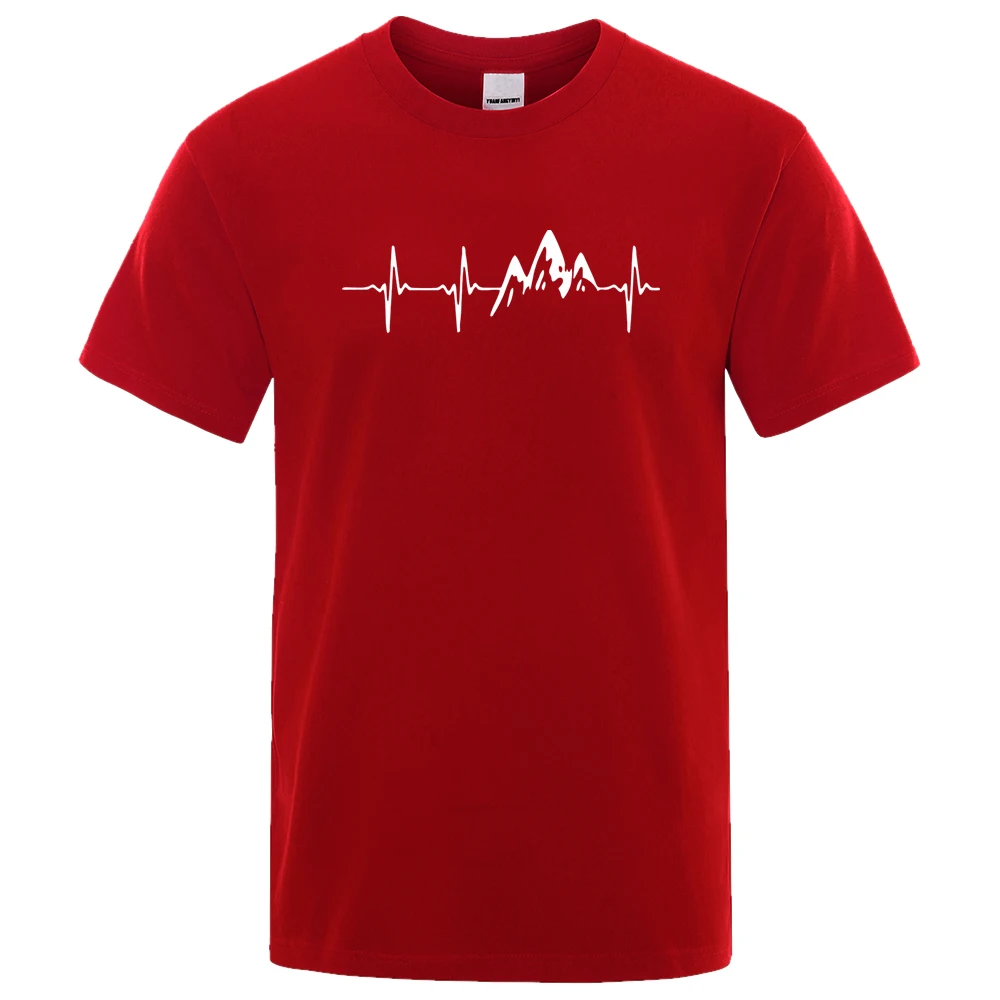 Mountain Ecg T Shirt Summer Men Women Short Sleeve T-Shirt Funny Hip Hop Tees Tops Harajuku Clothing Electrocardiogram Tshirt