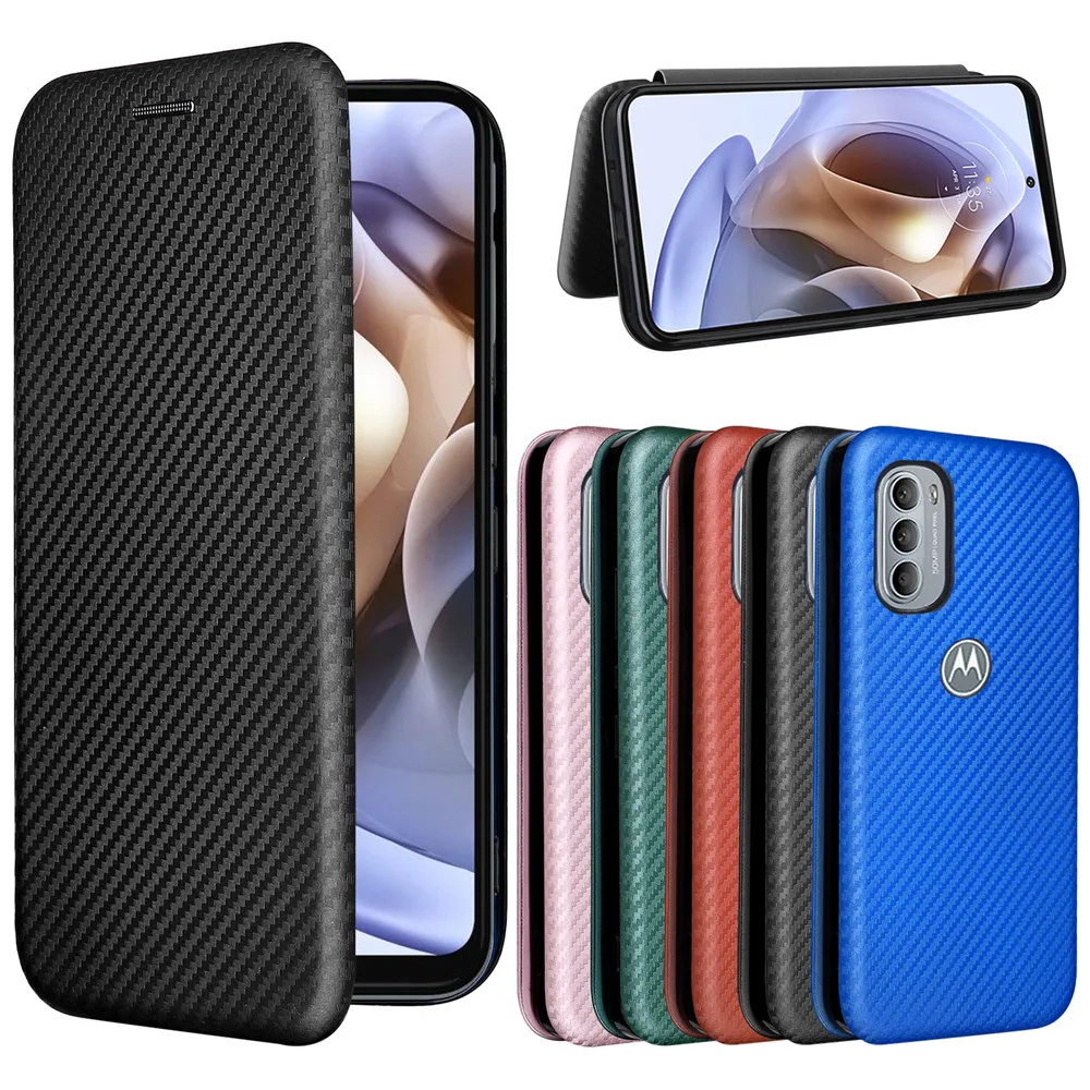 Para Motorola Moto G31 G41 G51 G71 G200 5G piel de fibra de carbono funda de adsorción magnética para Moto G 31 G 41 G 51 G 71 bolsas de teléfono