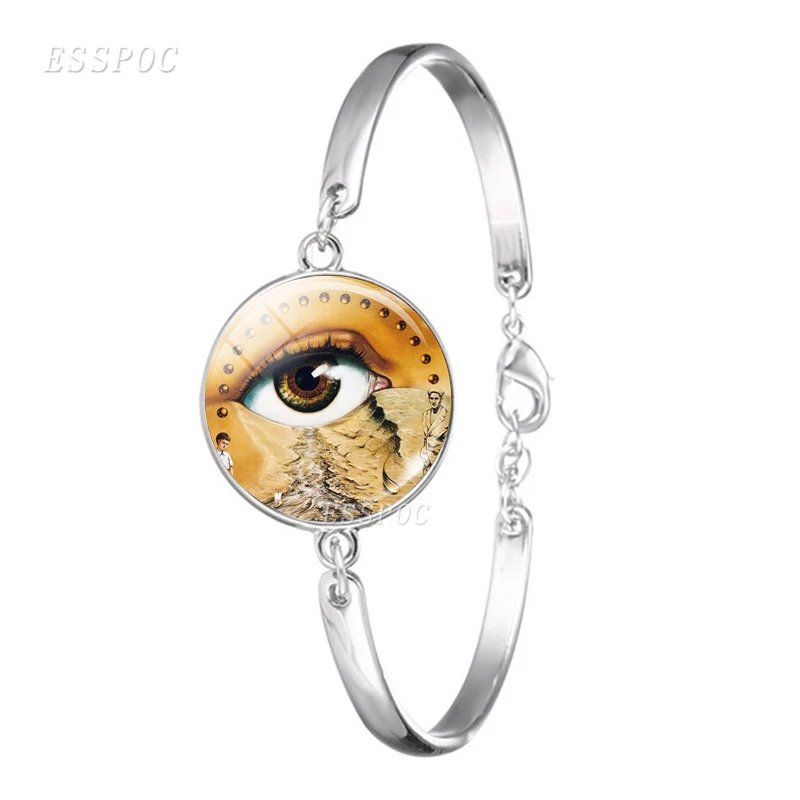 1pc Salvador Dali Painting Bracelet Glass Dome Cabochon Jewelry Fashion Art Metal Bracelets Women Bangle Souvenir Gifts