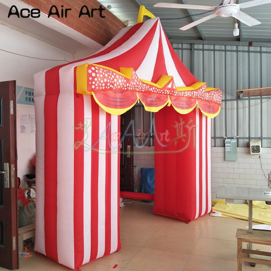 Inflatable Circus Arch for Party, Carnival Arch Gate, Beautiful Red and White, Made by Ace Air Art, 3mwx3mh