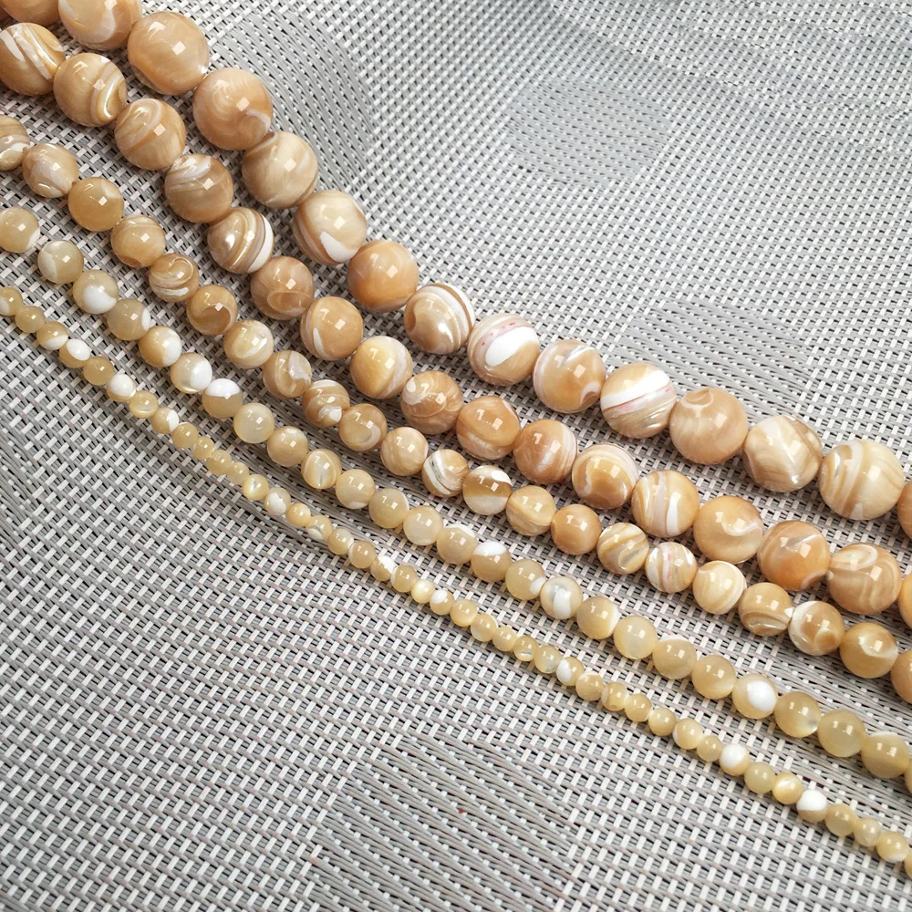 Natural Shell Bead Round Stripe Loose Bead 4 6 8 10 12 MM for Making DIY Jewelry Necklace Bracelet Accessories