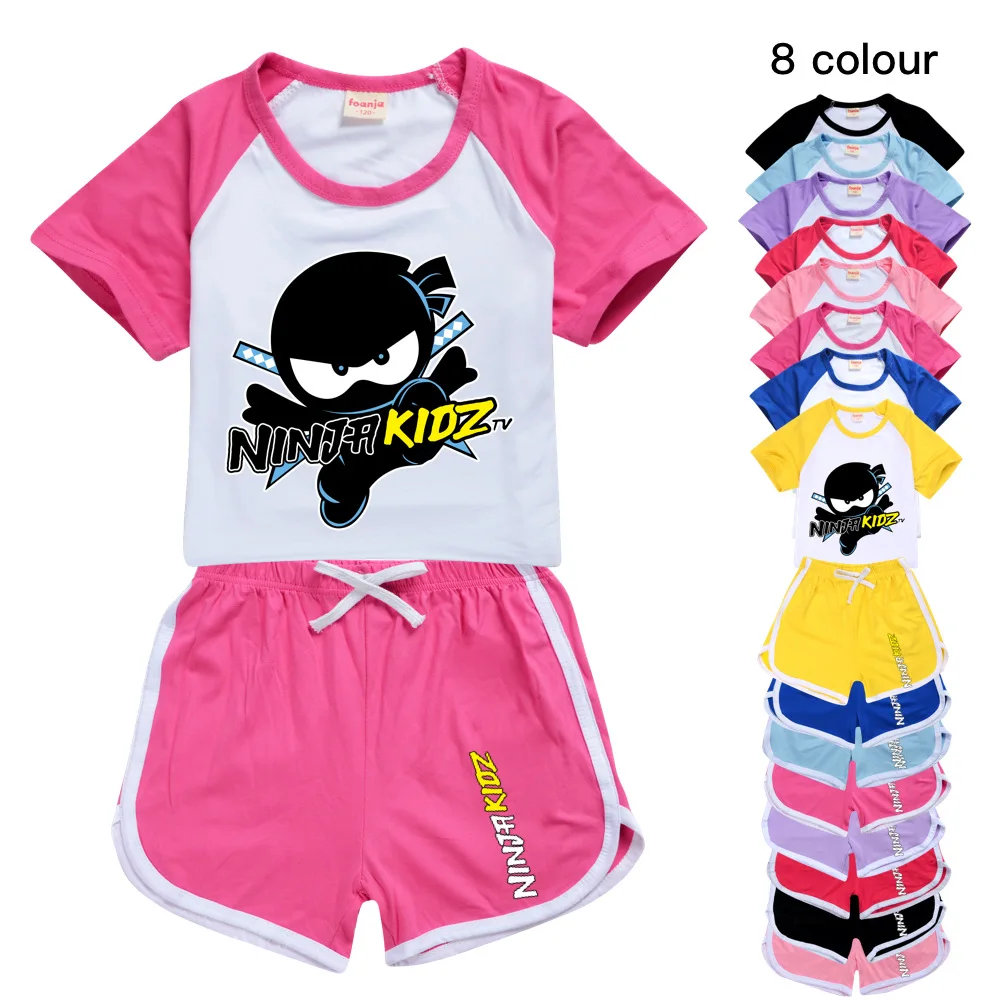 2-16y nova ninja meninos camiseta ninja kidz pullovers dos desenhos animados lazer moda crianças meninas dos miúdos camisolas + calças outfits