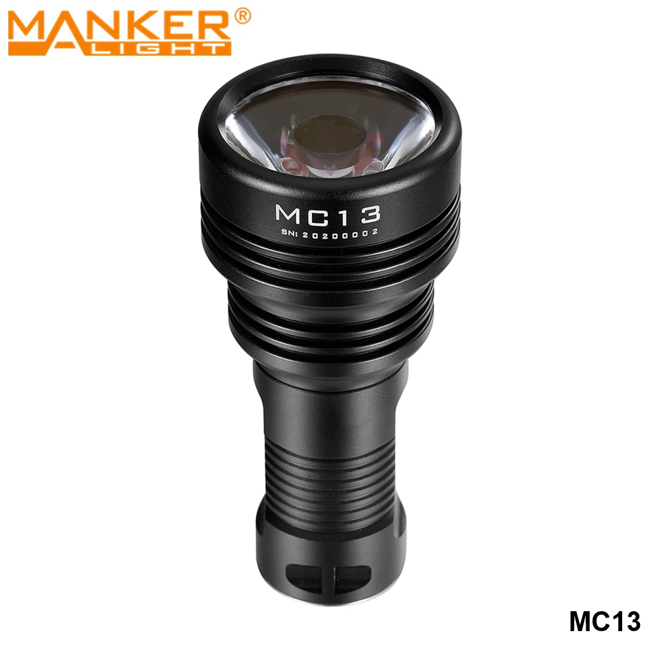 Manker MC13 Powerful Long Range Outdoor Portable Flashlight Blue Red LED Torch with Type-C USB Rechargeable 18350 Battery