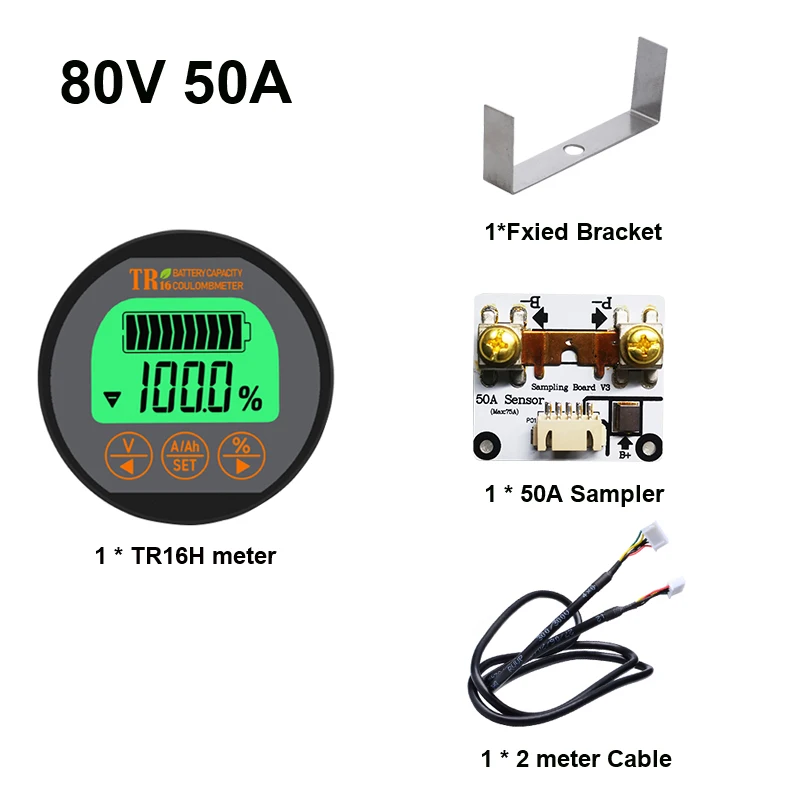 Imagem -06 - Digital Lcd Indicador de Capacidade da Bateria à Prova Impermeável Água Tester Monitor de Tensão da Motocicleta do Carro Voltímetro Tr16h dc 8120v 50a 100a 350a