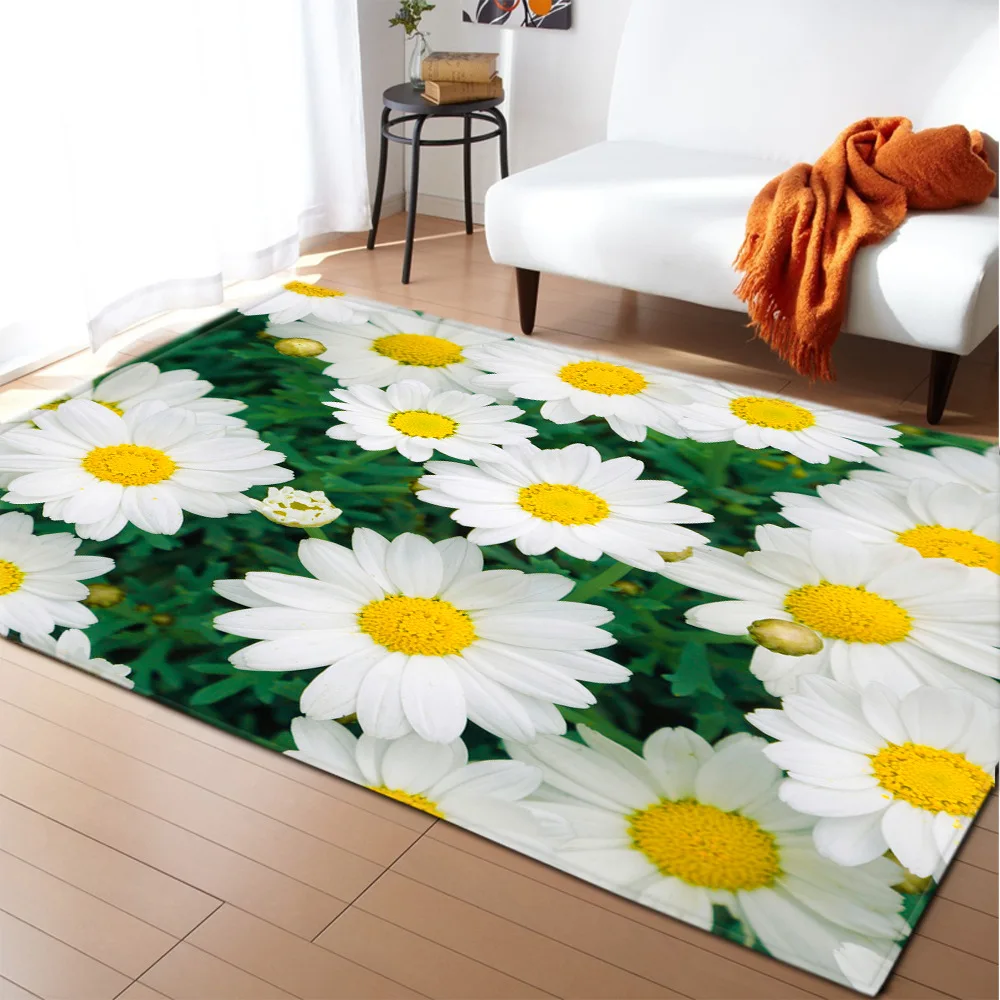 Creative 3D Printing Garden Flower Hallway Carpets for Living Room Bedroom Area Rugs Tapete Kitchen Bathroom Anti-Slip Floor Mat