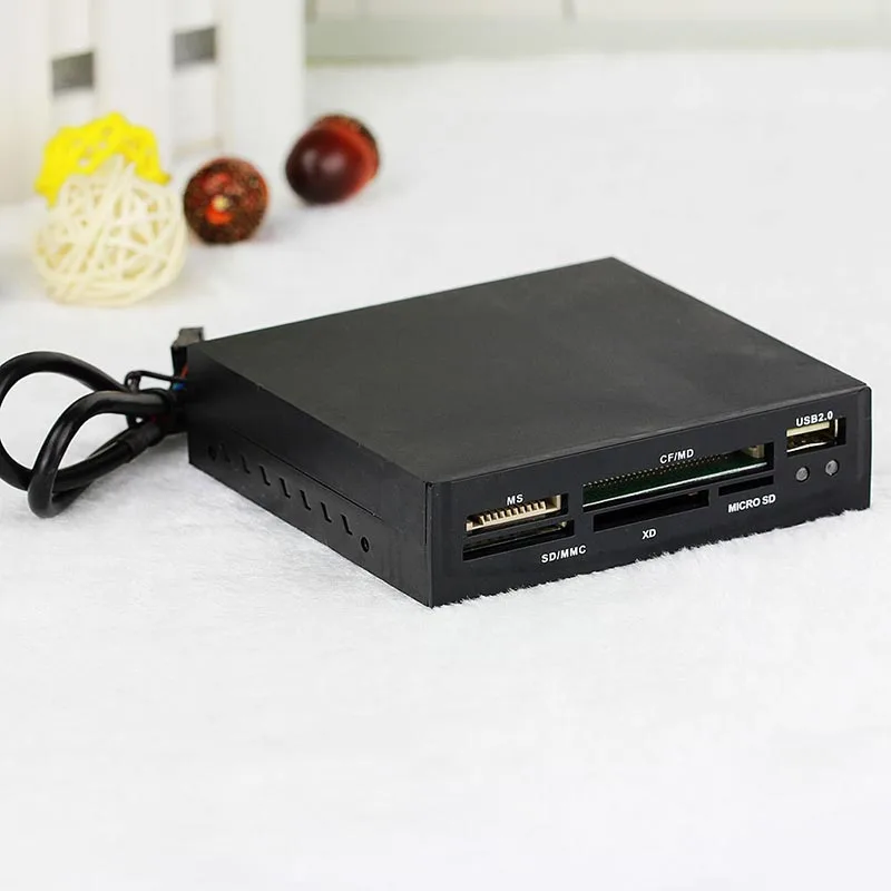 Alle In 1 USB 2,0 3.5 "Floppy Bay Front Panel SDHC Micro SD MMC CF XD TF Flash Memory interne Kartenleser w/ USB Port Hub,LED