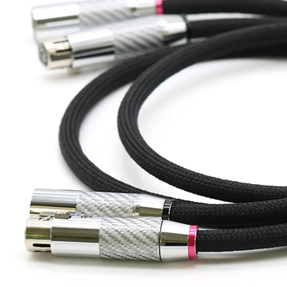 TOP-HiFi คู่ QED ลายเซ็น Silver Plated XLR Balanced เครื่องขยายเสียงเครื่องเล่น DVD สายเชื่อมต่อคาร์บอนไฟเบอร์ 3pin XLR