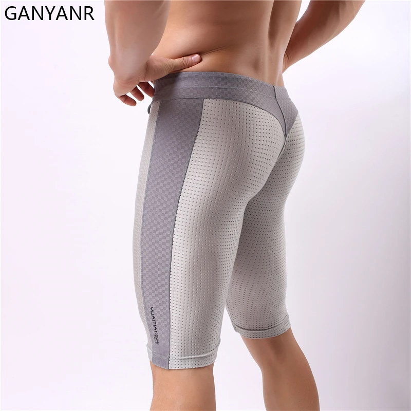 GANYANR Men Running Tights Compression Shorts Leggings Sportswear Gym Fitness Sport Basketball Yoga Training Athletic Jogging