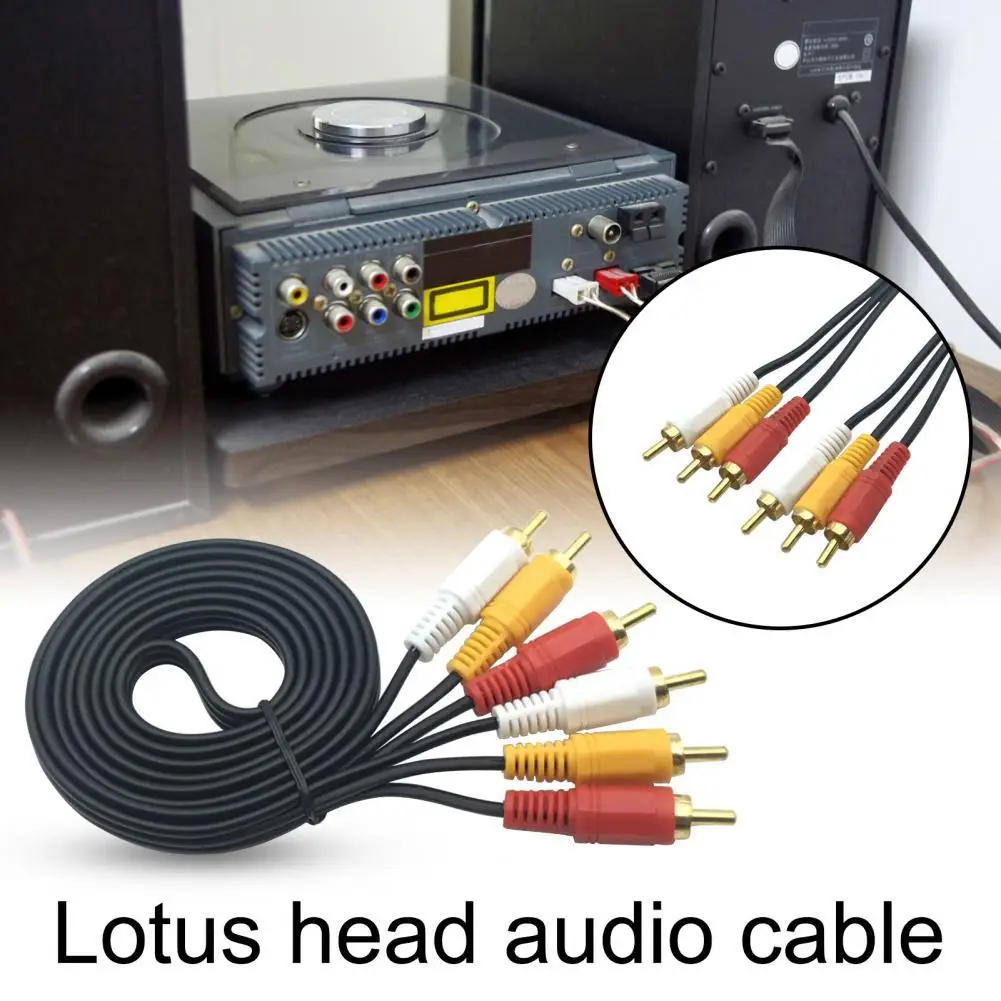 AV Audio Cable Stable Transmission High Fidelity Plug Play 3RCA to 3RCA Replaceable Audio AUX Cable for DVD