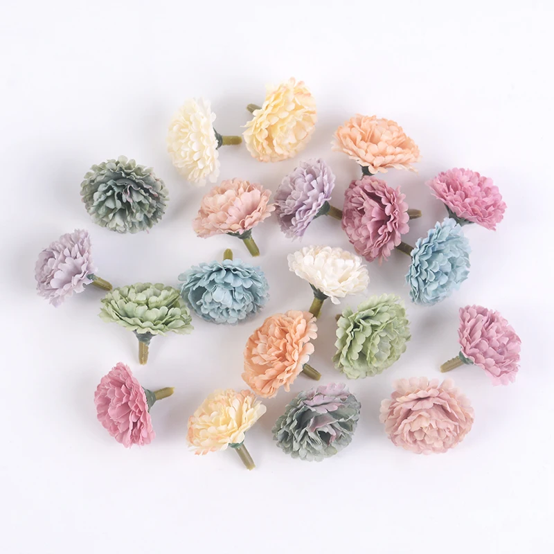 10Pcs Artificial Carnation Flower Heads Home Decor Wedding Scrapbook Yard Garden Headdress Wreath Handwork Material Fake Flowers