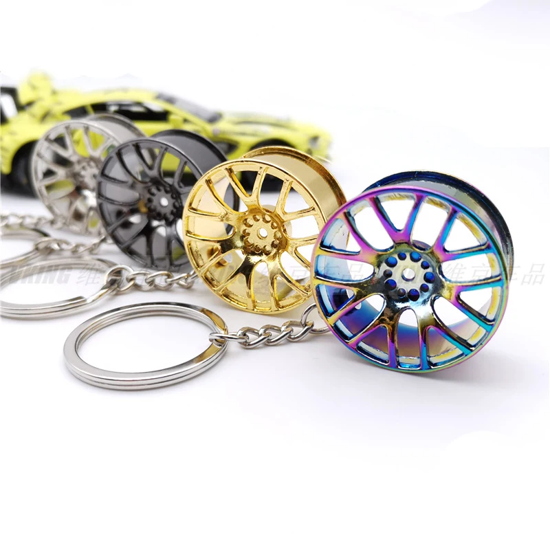 Creative gift car metal keychain turbo gear hub pendant brake disc shock absorber Pendant