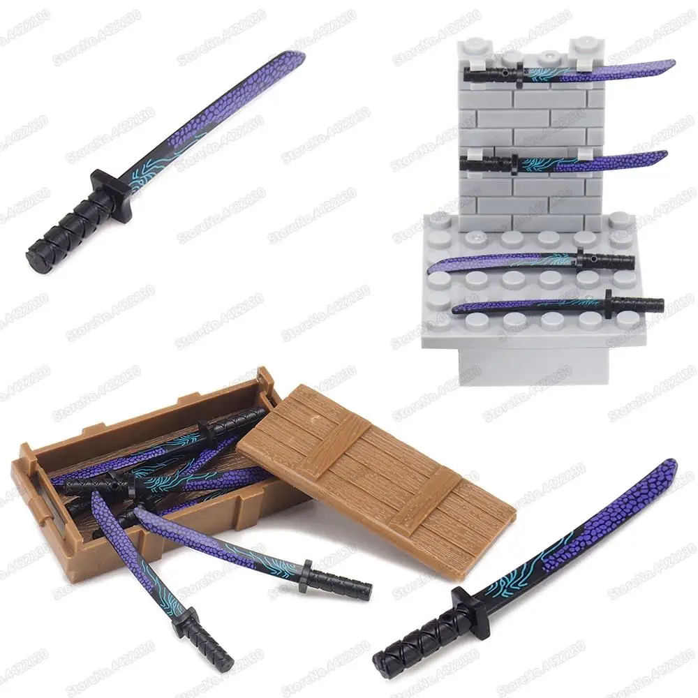 Figures Sword Building Block Samurai Sword Military Warrior magic elemental Weapons Model Scenes Child Christmas Gifts Boys Toys