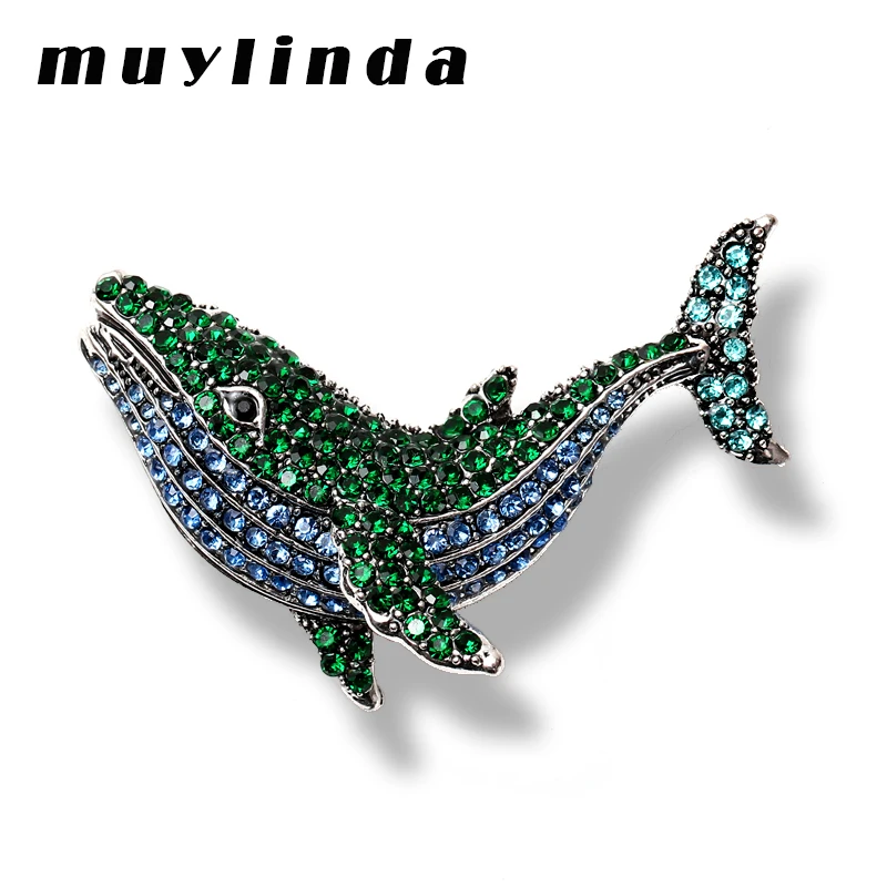 Muylinda Fashion Metal Brooches For Women Rhinestone Whale Fish Brooch Jewelry Big Banquet Clothes Pin And Scarf Clip