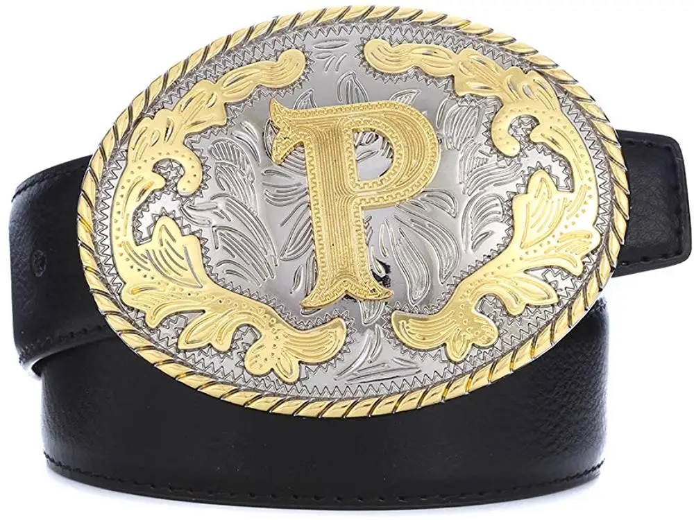 Oval shape letter ABCD-Z Western cowboy belt buckle for man custom width 4cm zinc alloy belt buckle