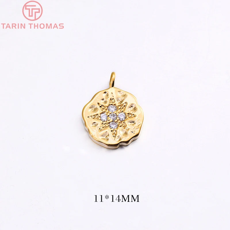 Breloques étoiles en laiton plaqué or 24 carats, trou de 1mm, accessoires de bijoux à bricoler soi-même, haute qualité, 6 pièces, 11x14mm, 845