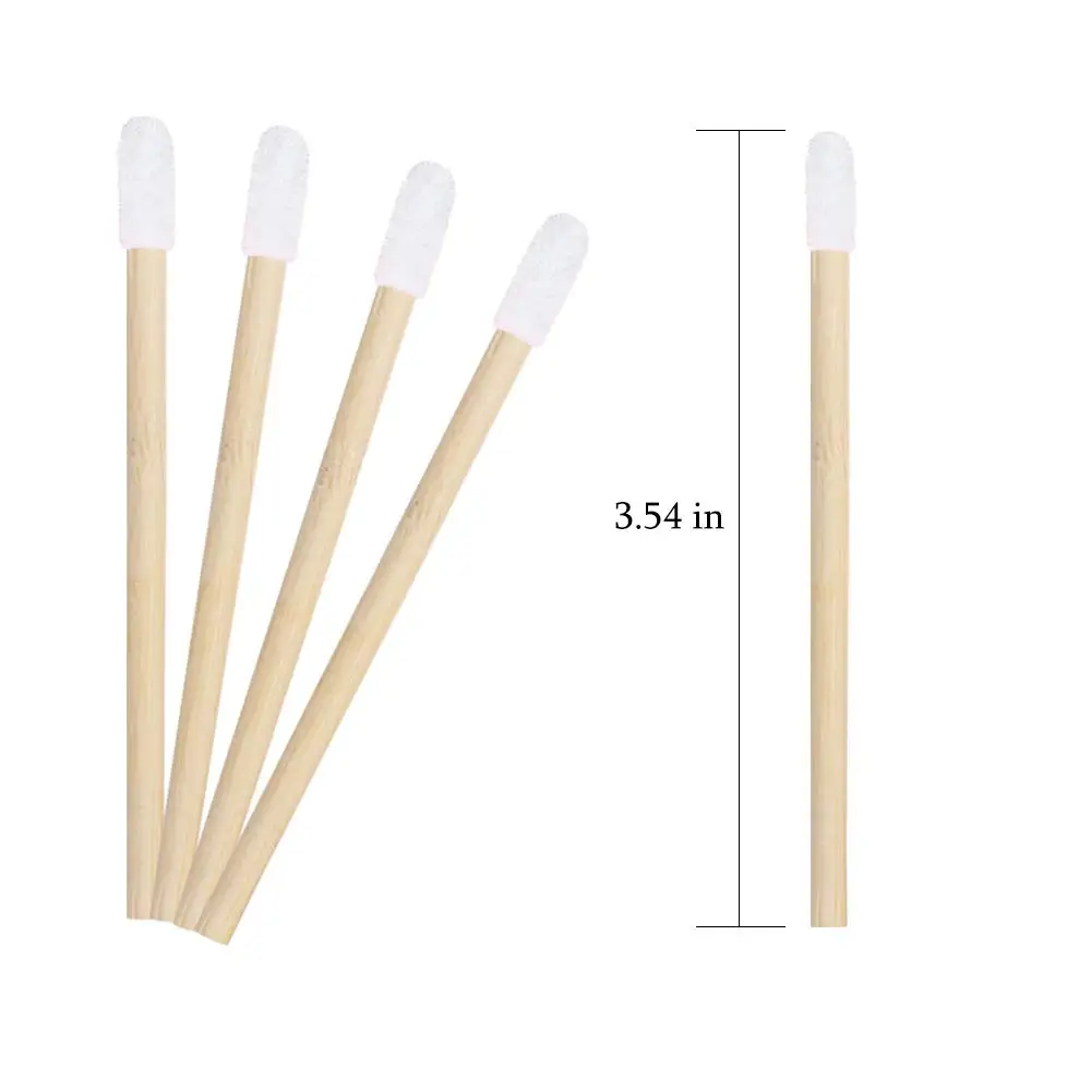 200pcs High Quality Flocked Wood Lip Brush Disposable Bamboo Handle Mascara Wand Brush Lip Gloss Wand