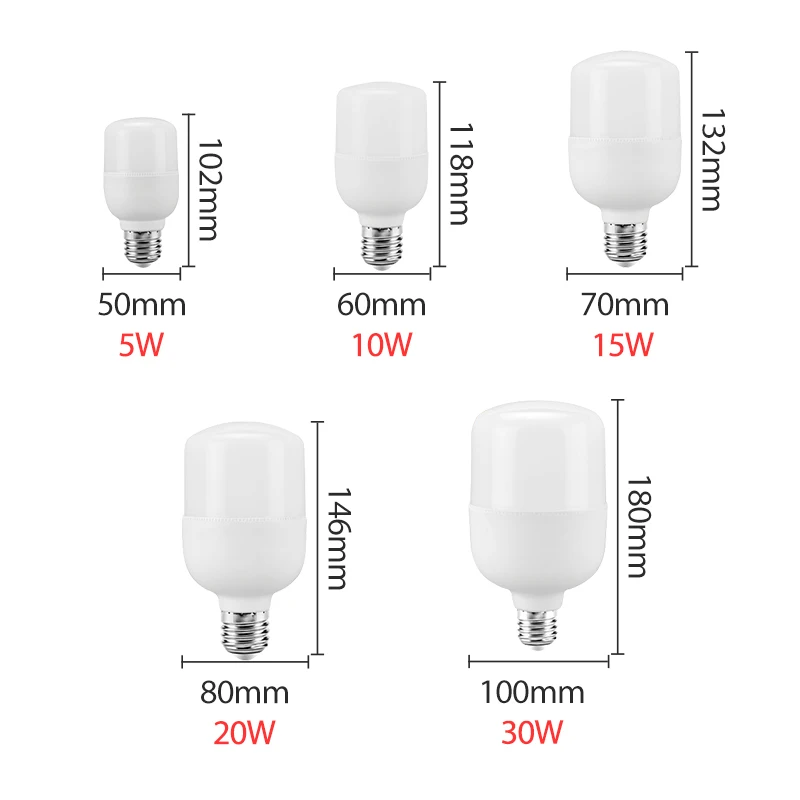 Bombilla LED E27 sin parpadeo, 5W, 10W, 15W, 20W, 30W, 220V, para iluminación interior del hogar y la cocina, lote de 6 unidades