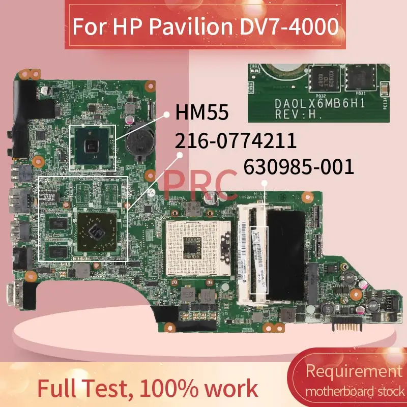 

630985-001 630985-501 для HP Pavilion DV7-4000, материнская плата ноутбука DA0LX6MB6H1 HM55 216-0774211 DDR3