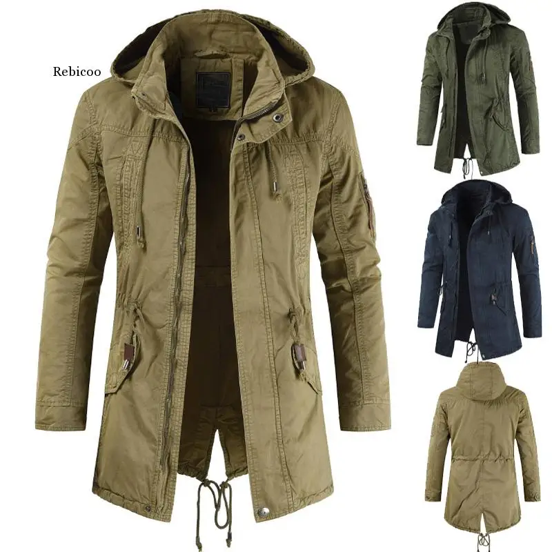 

New Dropshipping Men Jackets Man Trench Breasted Outerwear Casual Top Coat Military Windbreaker Fashion Windproof Clothing