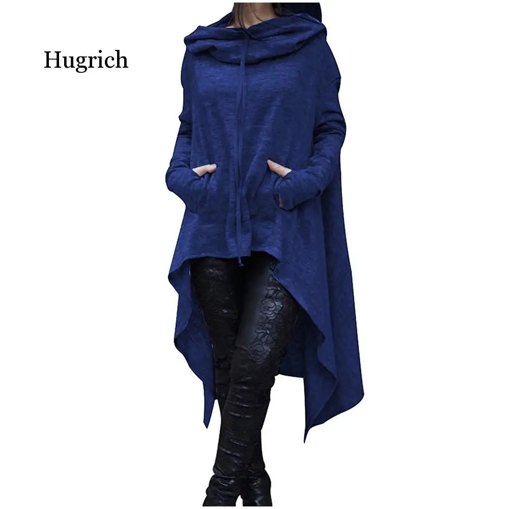 

2020 Irregular Hoodies Solid Color Fashion Oversize Hoodies Sweatshirt Women Loose Hoody Mantle Hooded Pullover Outwear Coat