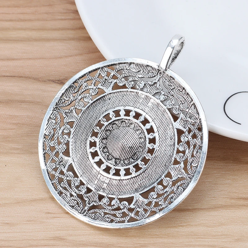 5 Pieces Tibetan Silver Large Filigree Mandala Flower Round Charms Pendants for Necklace Jewellery Making 68mm