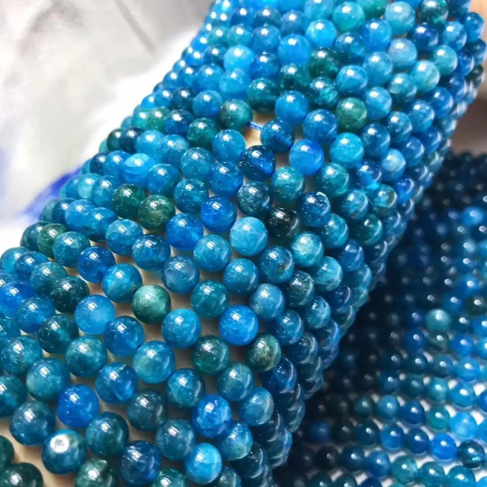 

loose beads blue apatite round 6/8/10mm nature for making jewelry necklace 14inch FPPJ wholesale