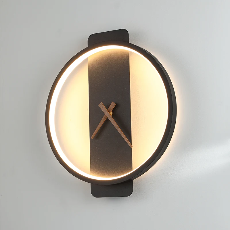 Nordic Led Wall Lamp Art Clock Design Wall Light Creative Aisle Bedroom Living Room Background Wall Decora Wall Sconce Lighting