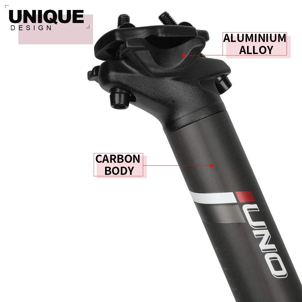 UNO Kalloy Carbon Fiber Seatpost Mountain Road Bike Seat Post 27.2/30.9/31.6mm MTB Carbon Fibre Seat Tube Offset 10mm