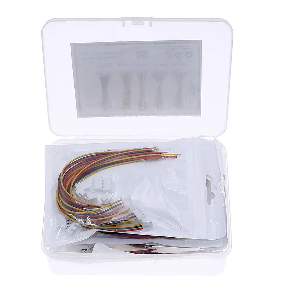 50Sets/Box Micro JST PH2.54 - 2/3/4/5/6Pin Female and Male Connector Plug Assortment Kit With 150mm Wires Cables