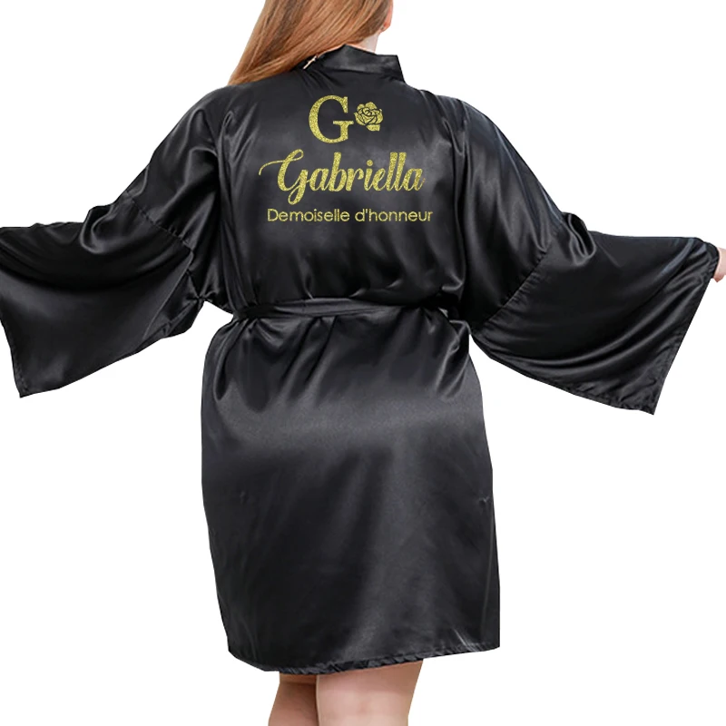 Personalized Custom Name 4XL Big Size Print Wedding Bride Team Robes Bridal Party Robes Bridesmaid Robes gift