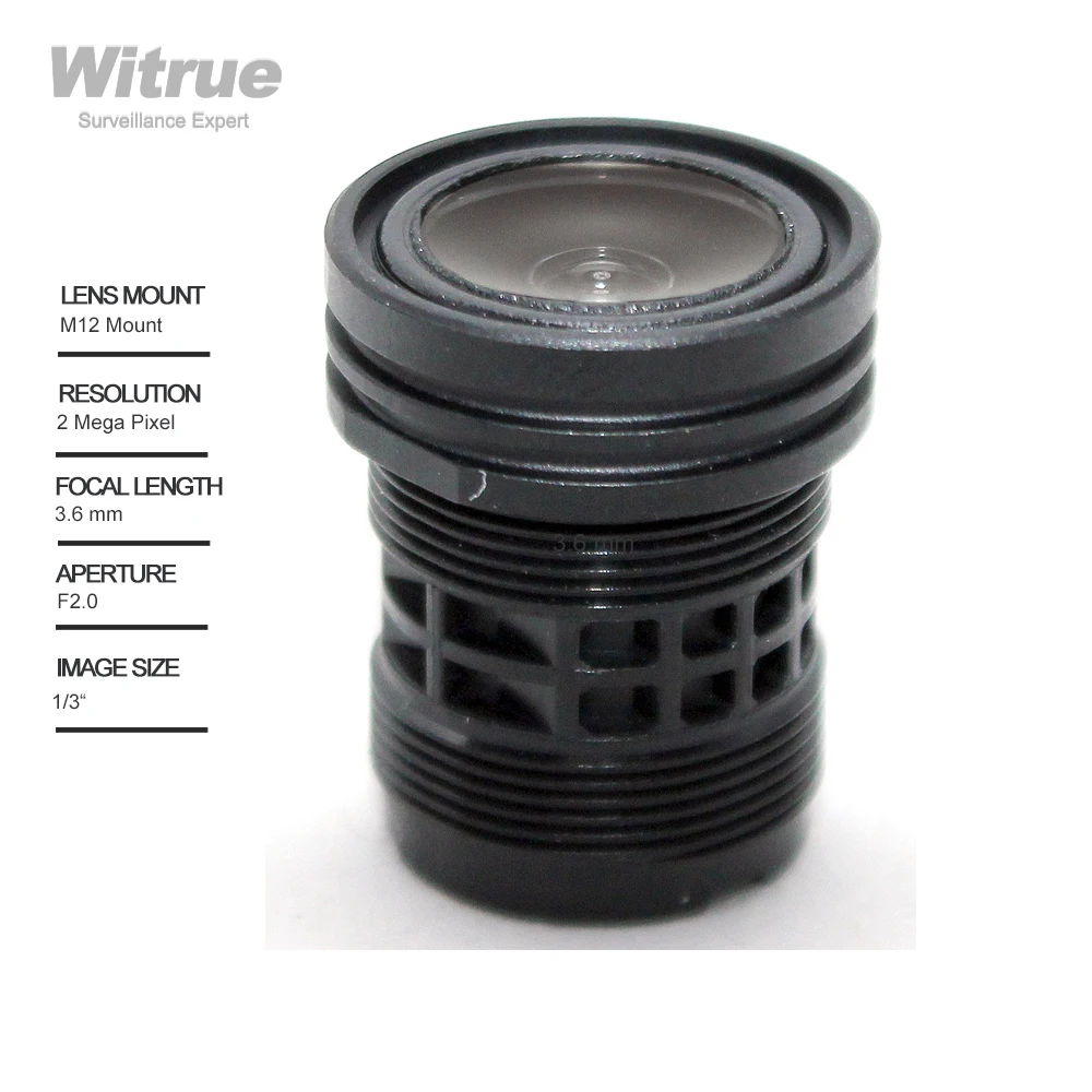 

Witrue Cctv Lens 3.6mm 2 Mega Pixel M12 Mount 1/3" Formate F2.0 Aperture 90 Degree for Surveillance Security Camera