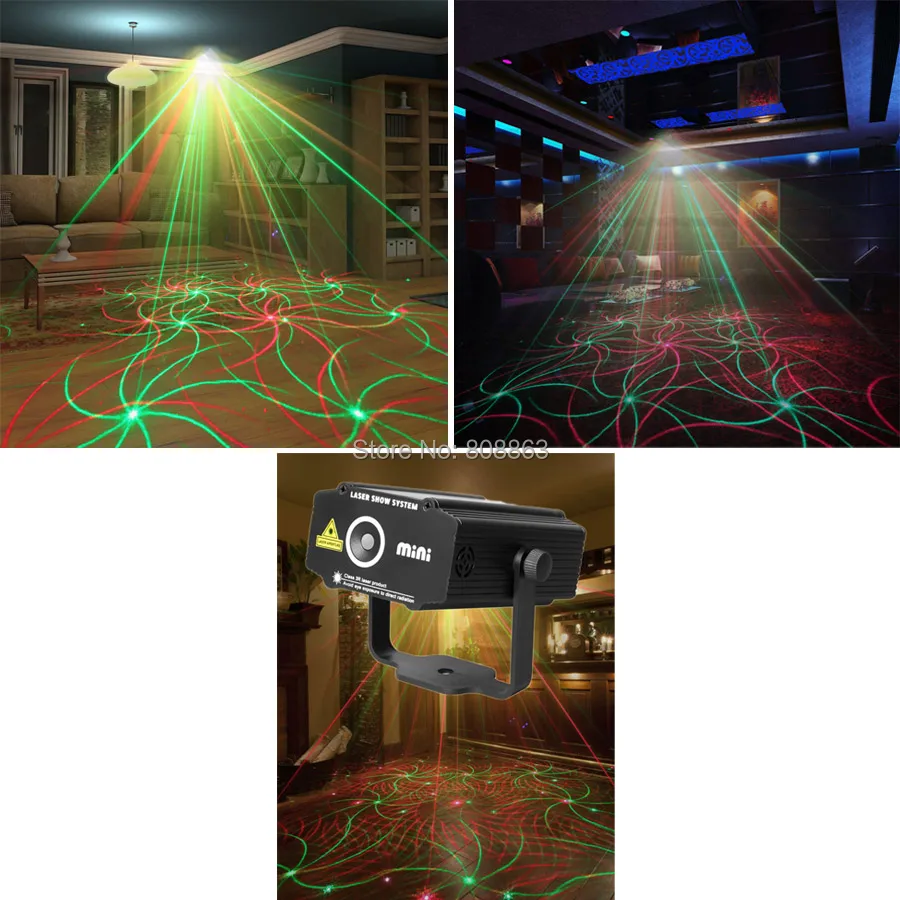 ESHINY Remote R&G Laser 4 Whirlwind Patterns Projector DJ Party Effect Dance Disco Bar Holiday Home Xmas Stage Light L27N7