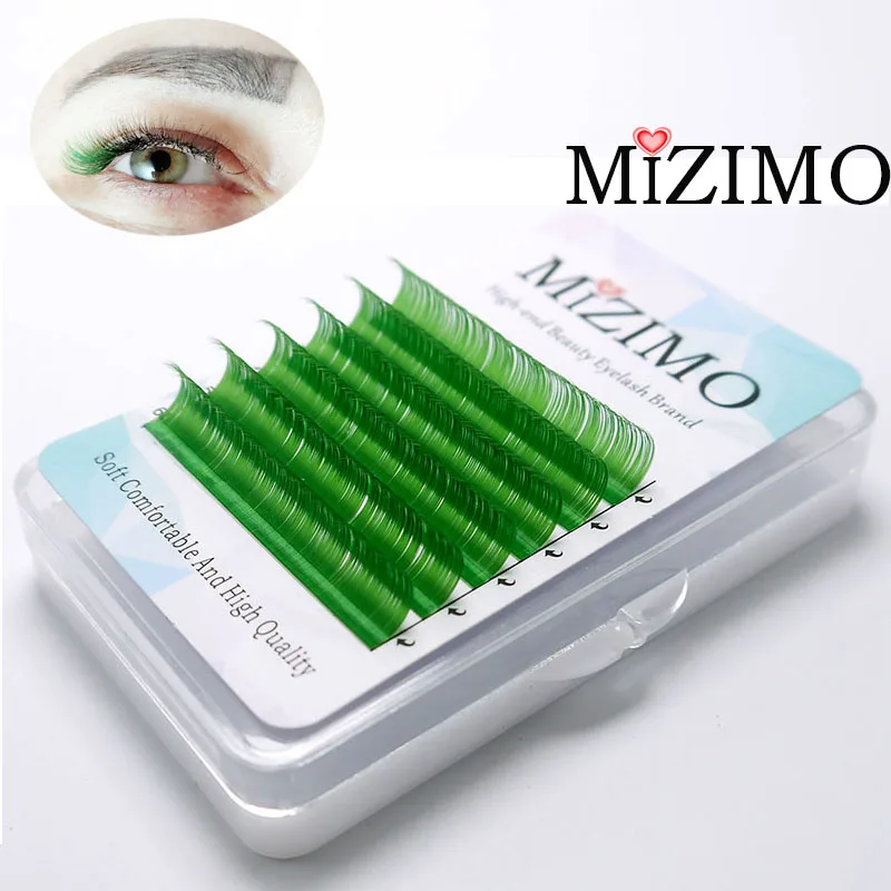 MIZIMO New color grafting eyelash 0.07/0.1mm 8-15mm red yellow green artificial mink hair eyelash extension