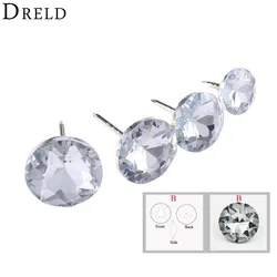 DRELD 10Pcs Diamond Crystal Upholstery Nails Buttons Tacks Studs Pins 14/16/18/22mm Sofa Wall Decoration Furniture Accessory