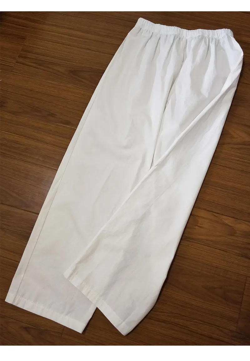 Pantalon à bascule Hanfu en coton pour hommes et femmes, sous-vêtements blancs, taille élastique, leggings, grande taille, vêtements de nuit pour la maison, livraison directe