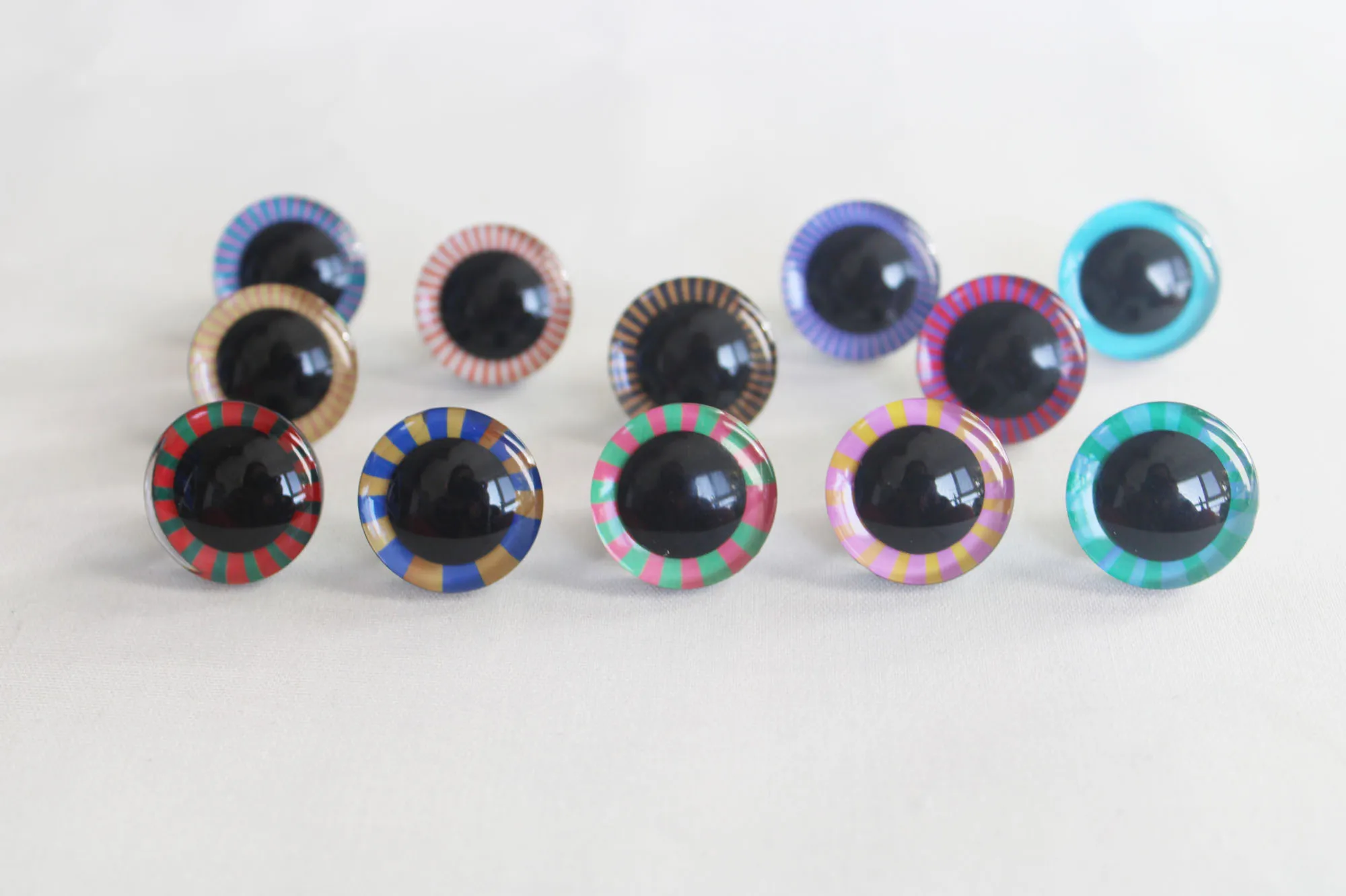 MASCKASZEM Customiz 20pcs  9 12 14 16 18 20 25 30 35mm New 3D Colorful  Toy Safety Eyes + Back Washer for  Diy Plush Doll--X12B