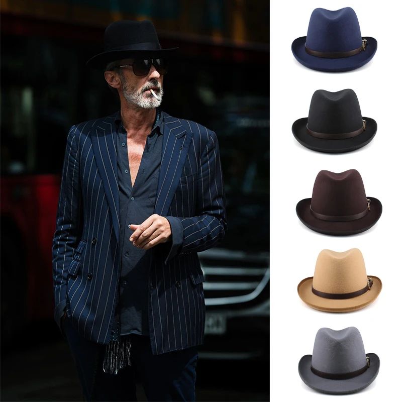 

Классические шляпы Homburg из смеси шерсти для мужчин и женщин, праздничные фетровые кепки в стиле ретро, для улицы, Трилби, Солнцезащитная шапка, джаз, зимняя теплая, с регулируемым размером