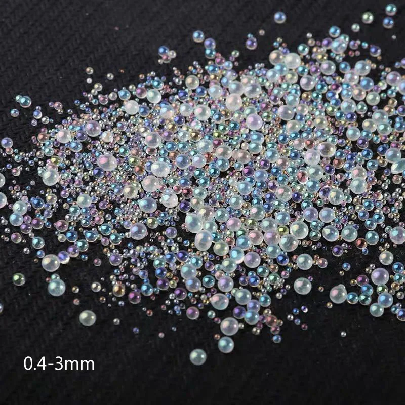 

0.4-3MM Mixed Size 5g Clear AB Caviar Bubble Beads Mini Rhinestones DIY Nail Art Decorations