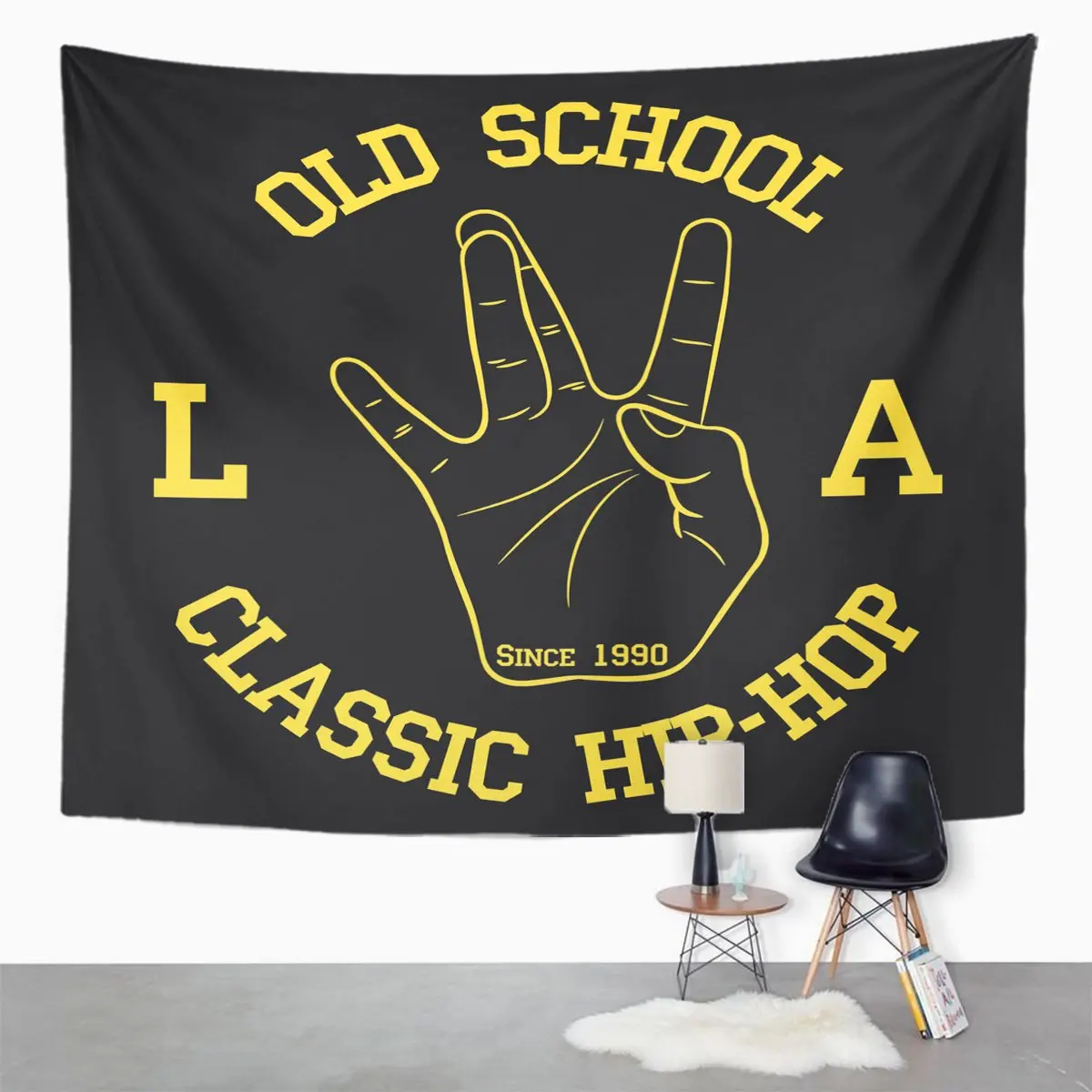 Los Angeles Hip Hop West Coast Hand Gesture Graphic Home Decor Tapestry Wall Hanging for Living Room Bedroom Dorm 50x60 inches