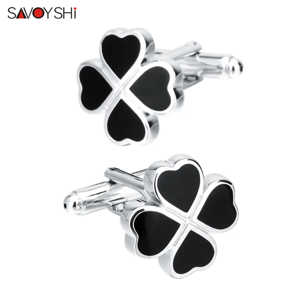 

SAVOYSHI Fashion Mens Shirt Cufflinks Black Enamel Cuff buttons High Quality Cuff links Wedding Groomsmen Gift Free Custom Name