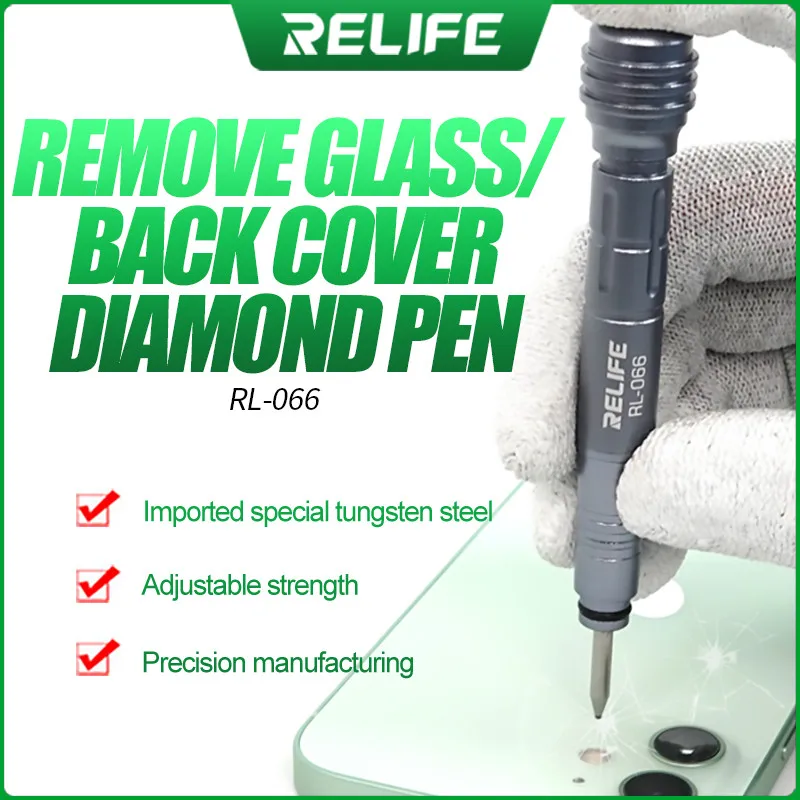 RELIFE RL-066 Rear Glass Breaking Pen For IPhone 8-12 Pro Max Back Cover Adjustable Spring Automatic Punch Center Repair Tool