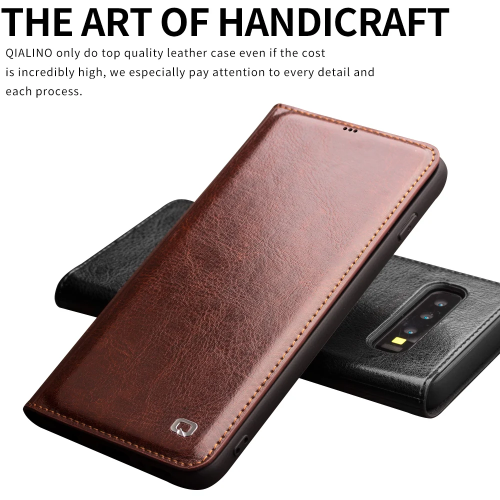QIALINO Genuine Leather Cover for Samsung Galaxy S22 Plus Luxury Ultrathin Card Slot Case for  S20 S21 S22 Ultra Plus