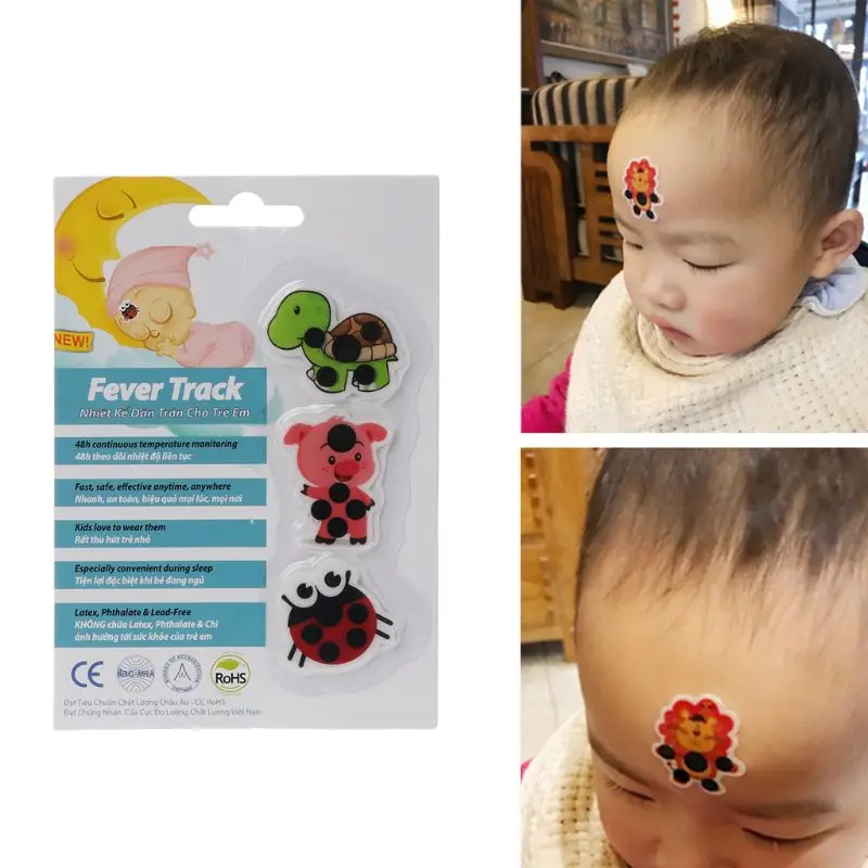 Baby Temperature Stickers Cartoon Sticky Forehead Head Strip Lcd Thermometer the Color of Liquid Changing Sticker