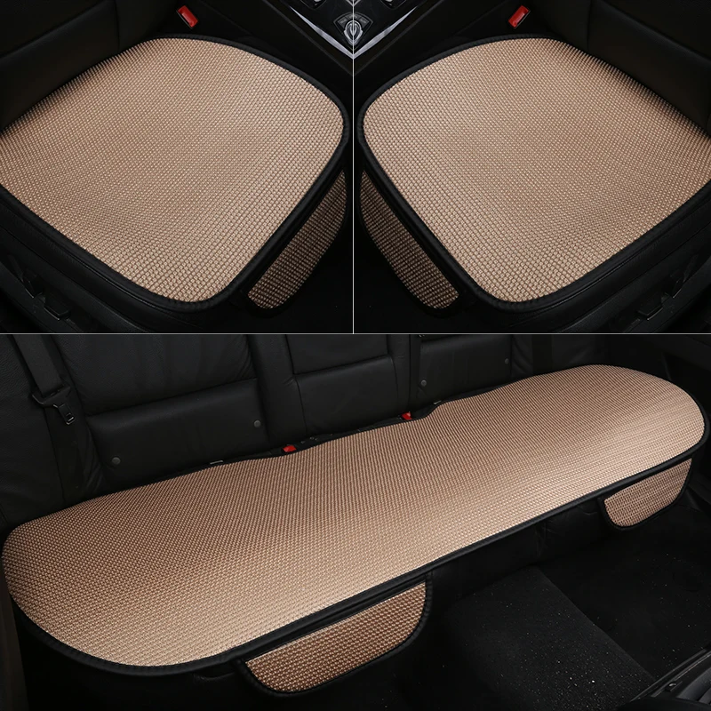 Car seat ice silk monolithic three-piece car seat without backrest single butt pad four seasons summer cool pad