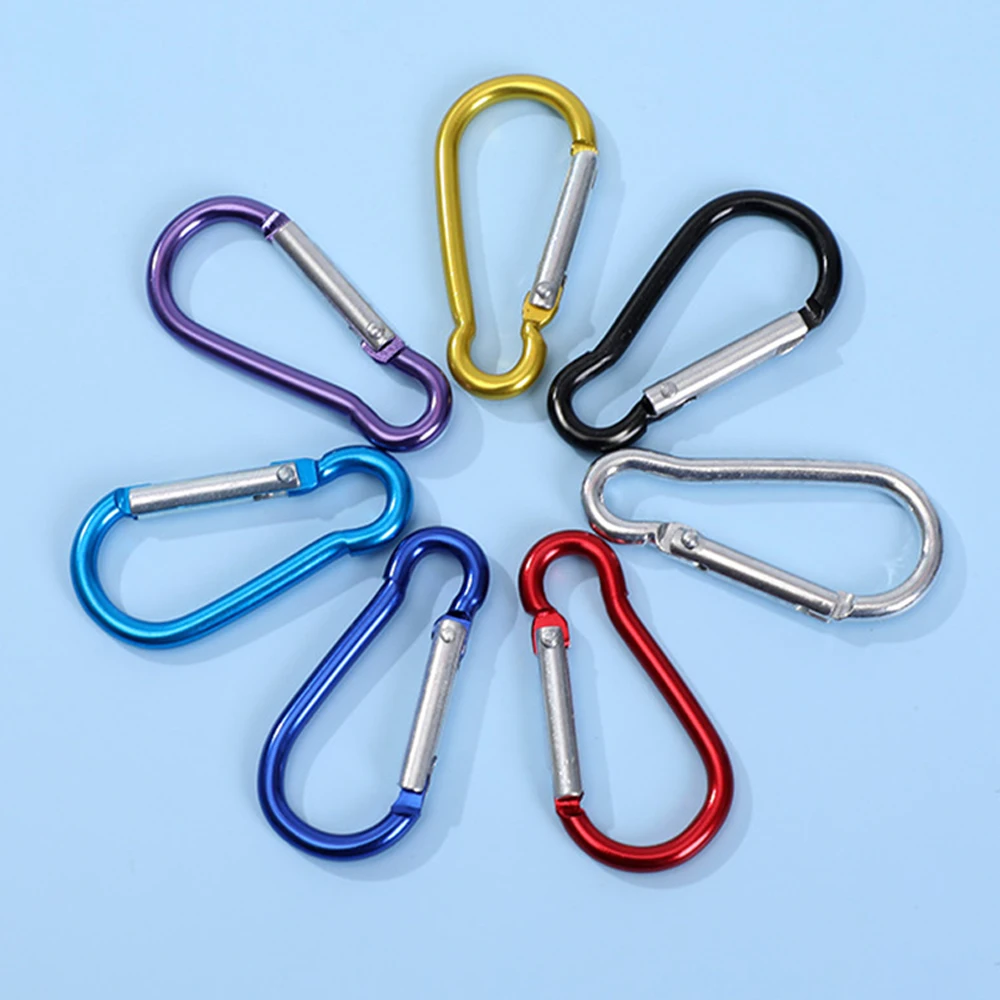 10pcs Carabiner Keychain Outdoor Camping Climbing Hiking D-ring Snap Clip Lock Buckle Hooks Sports Fishing Buckle Pendant Tools