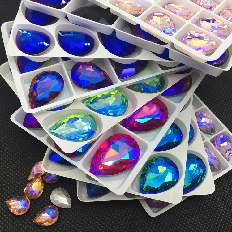 AB color 7x10mm~30x40mm pear Pointback fancy stone waterdrop teardrop Glass Crystals Glue on rhinestone DR ornament diy trimming